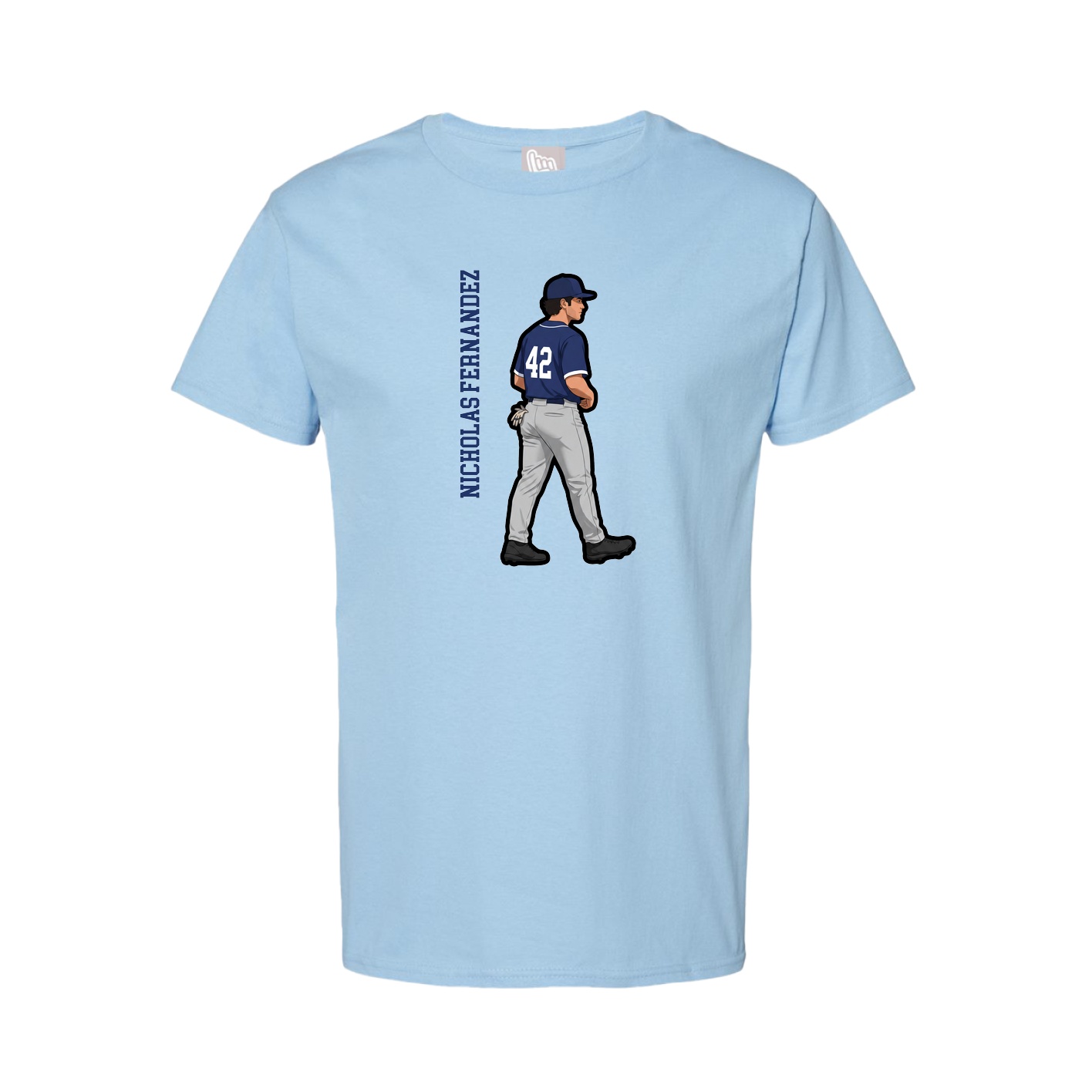 Tee — Name Vertical in Light Blue