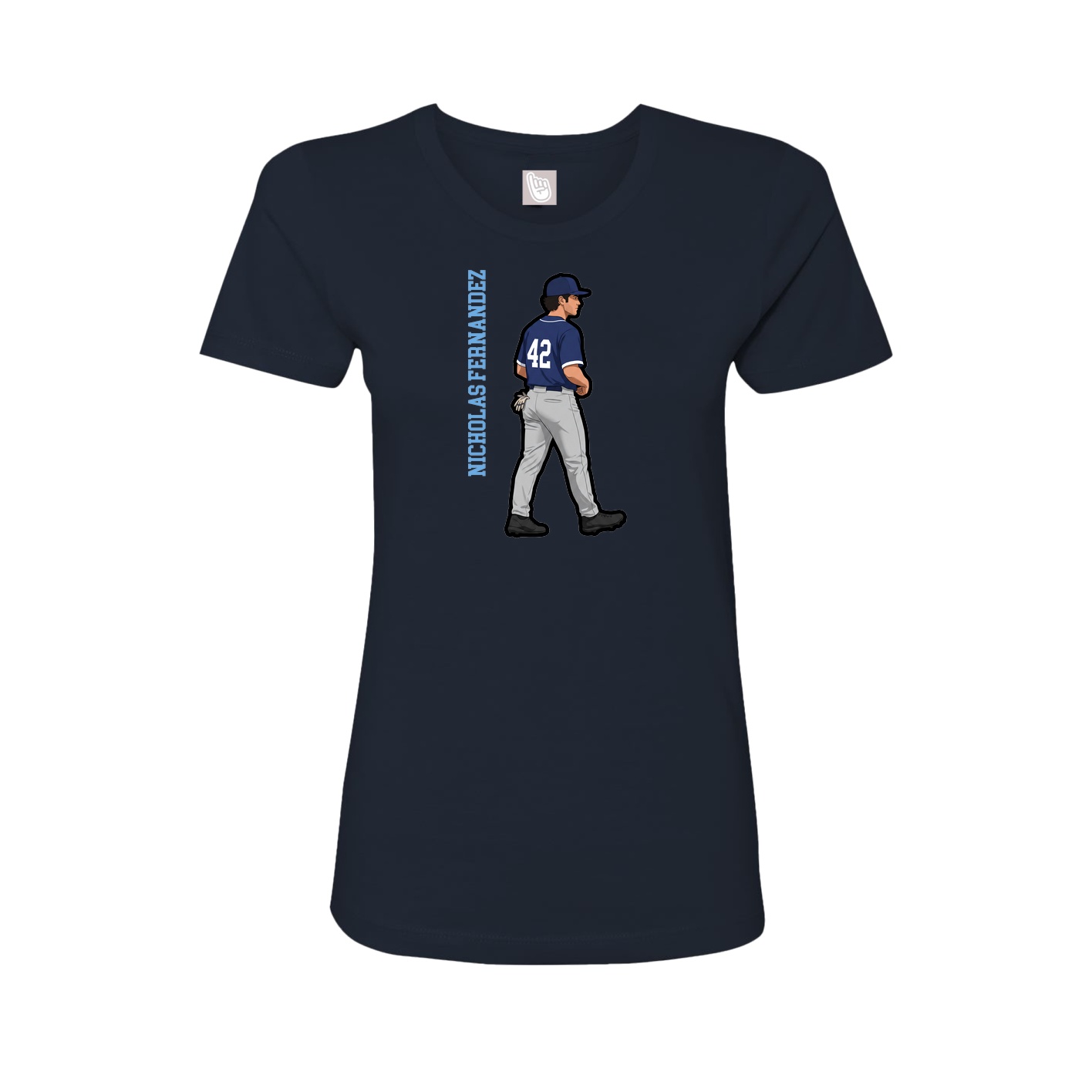 Fitted Women's Tee — Name Vertical in Navy