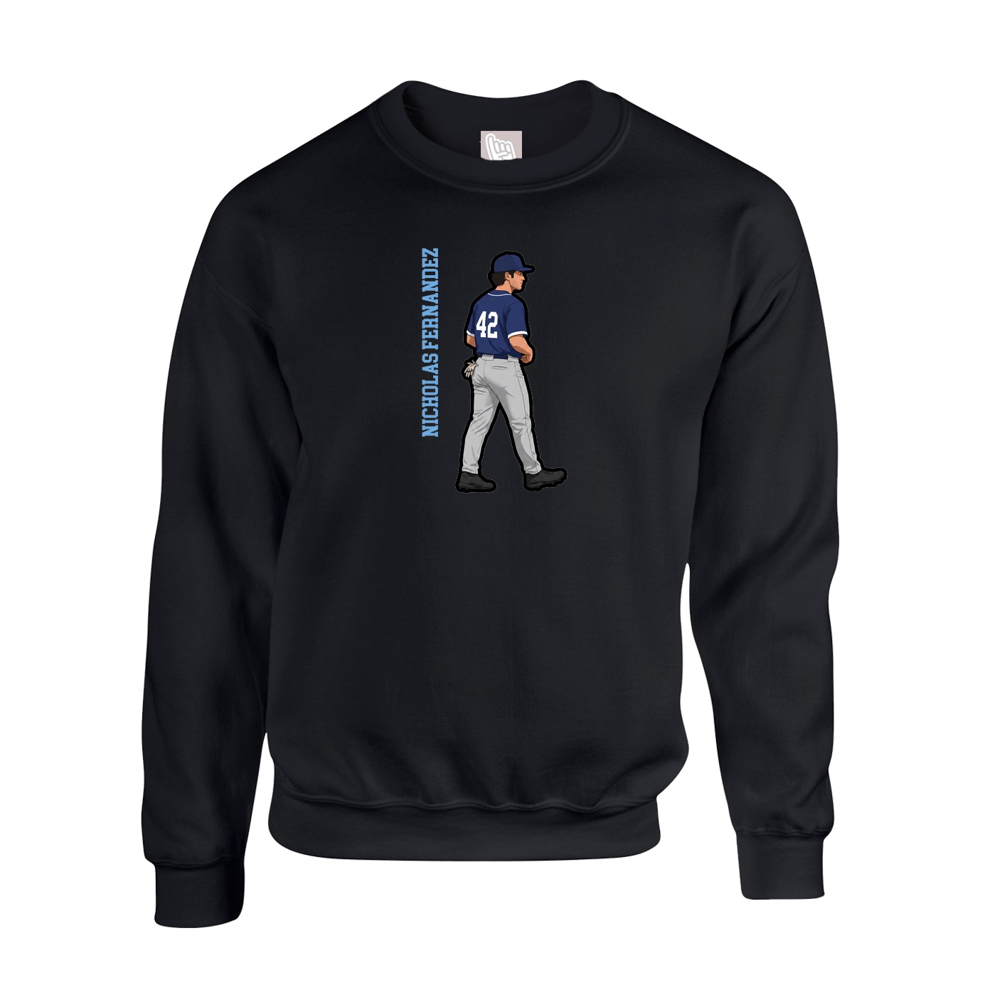 Fleece Crew — Name Vertical in Black