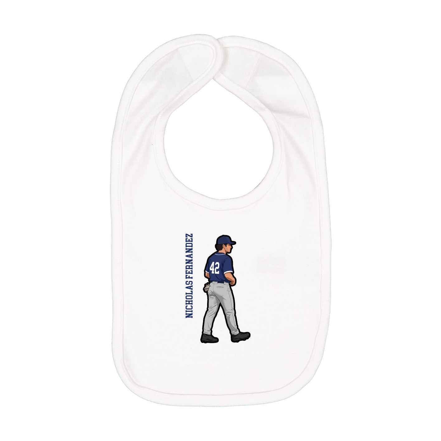 Infant Bib — Name Vertical in White