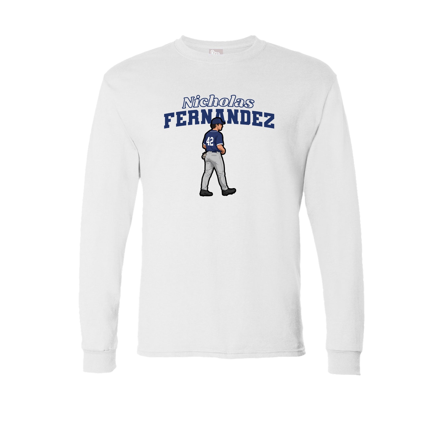 Long Sleeve Tee — Name Arch in White