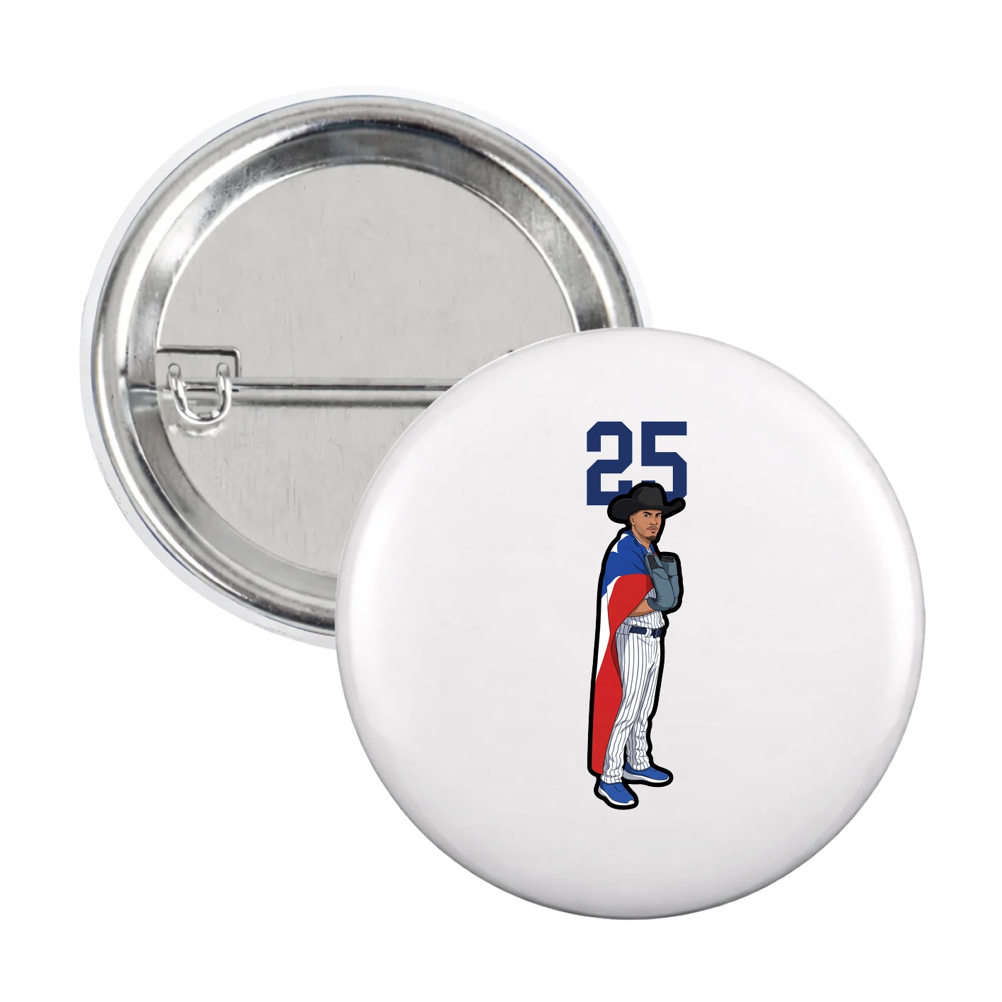 Game Day Button — Number Top in White