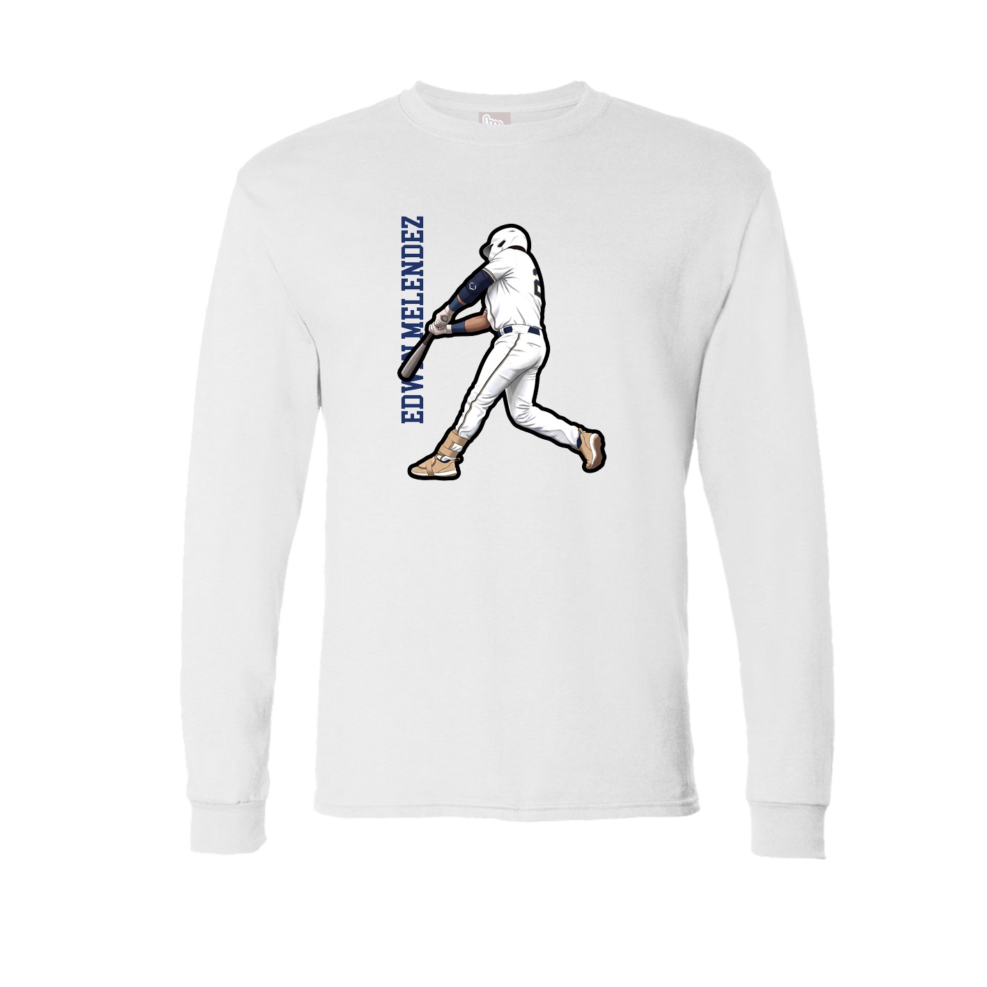 Long Sleeve Tee — Name Vertical in White