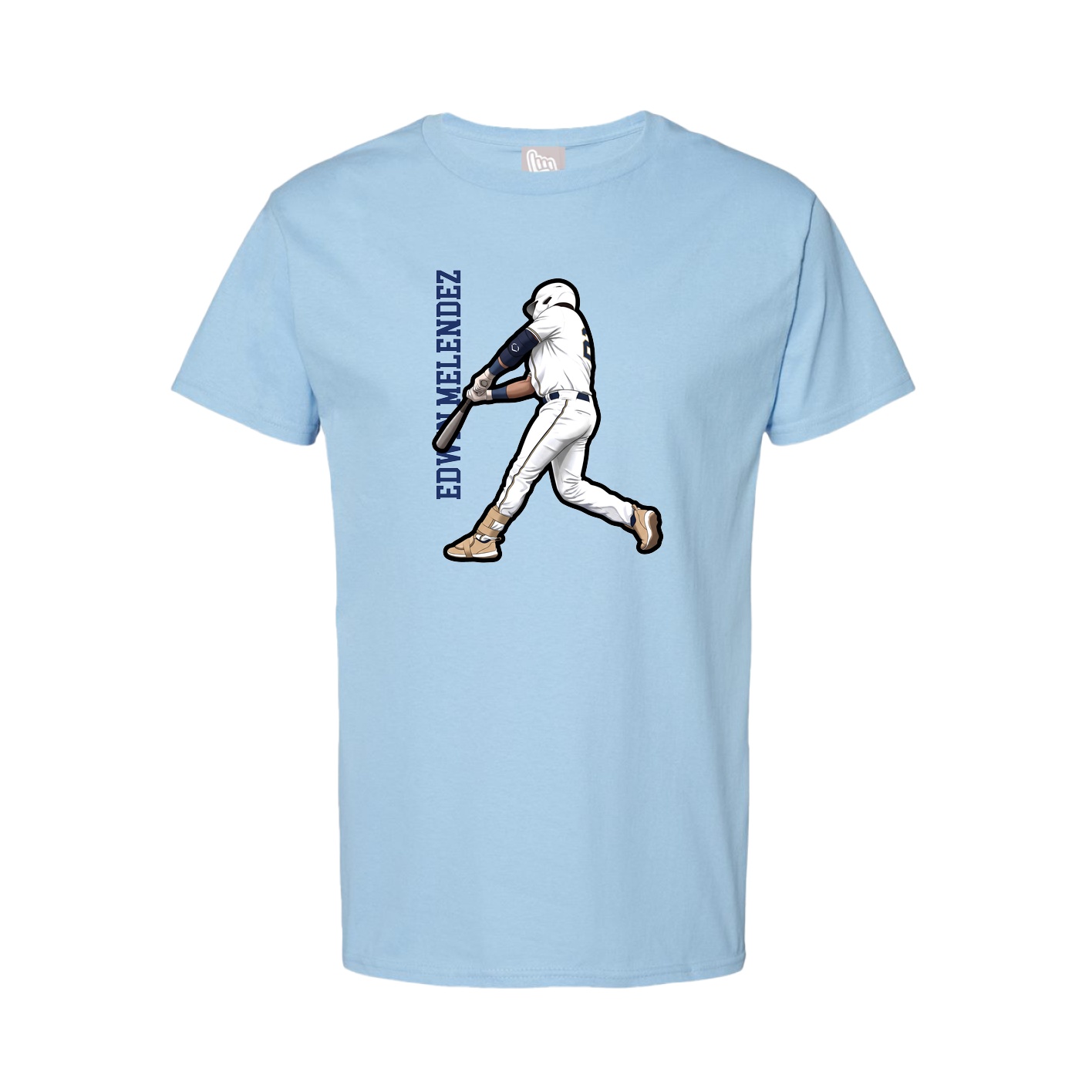Youth Tee — Name Vertical in Light Blue