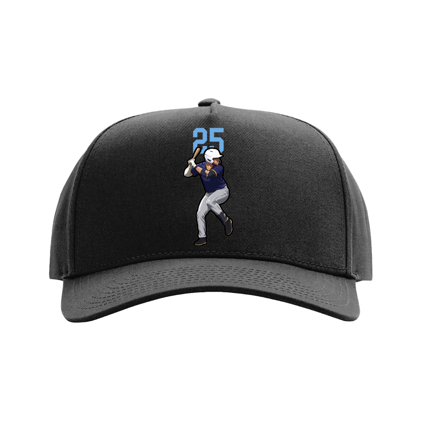 Full Fabric Five-Panel Champ Cap — Number Top in Black