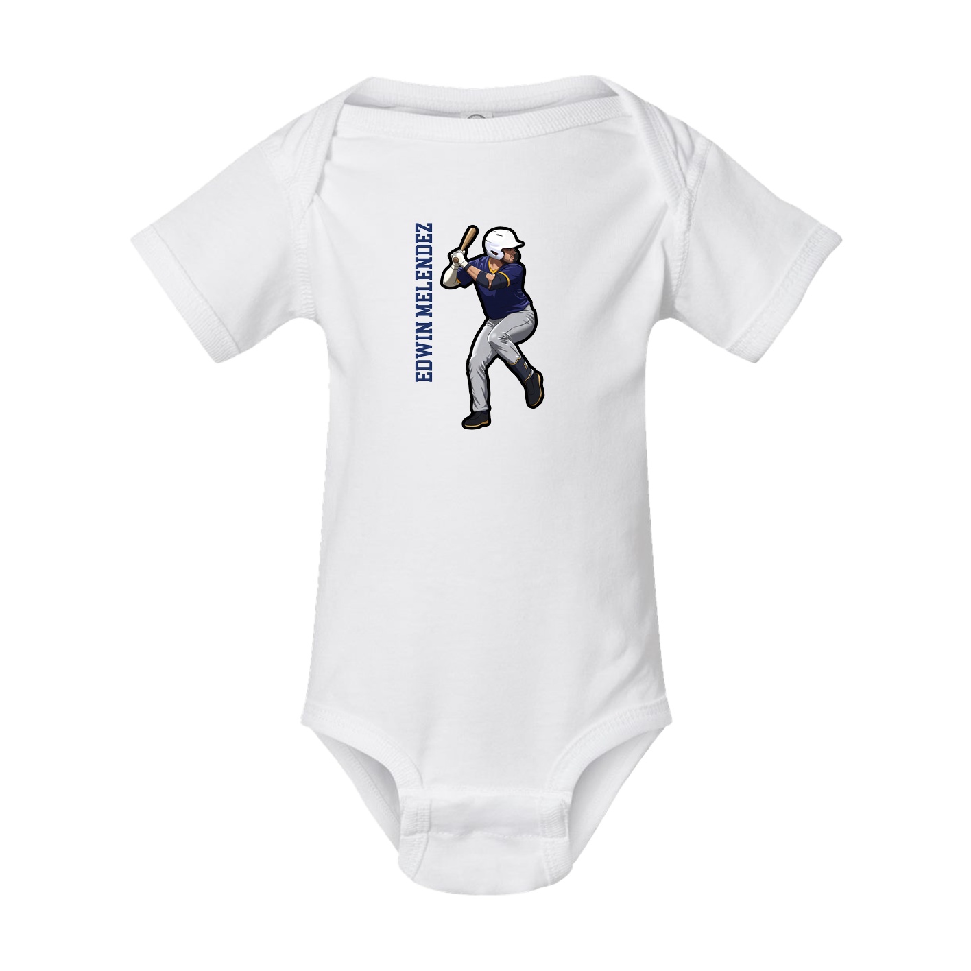Baby Onesie — Name Vertical in White