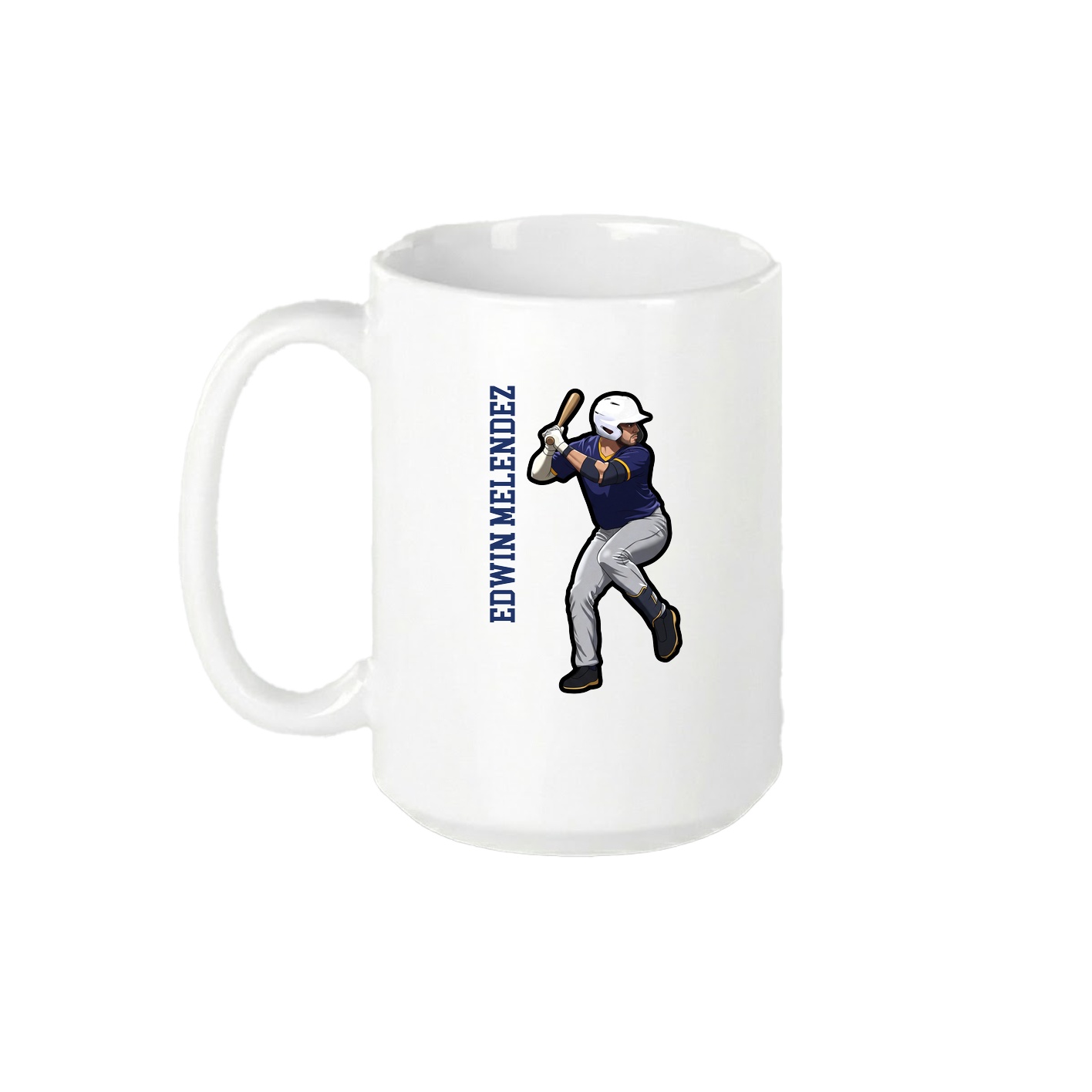 15oz Coffee Mug — Name Vertical in White