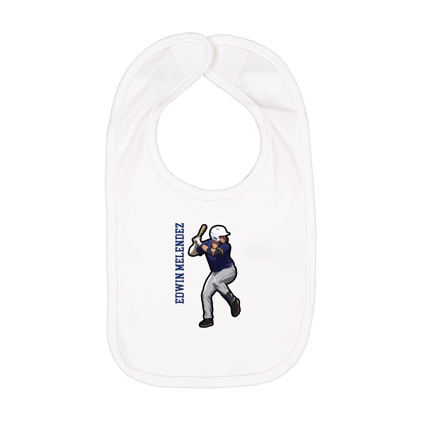 Infant Bib — Name Vertical in White