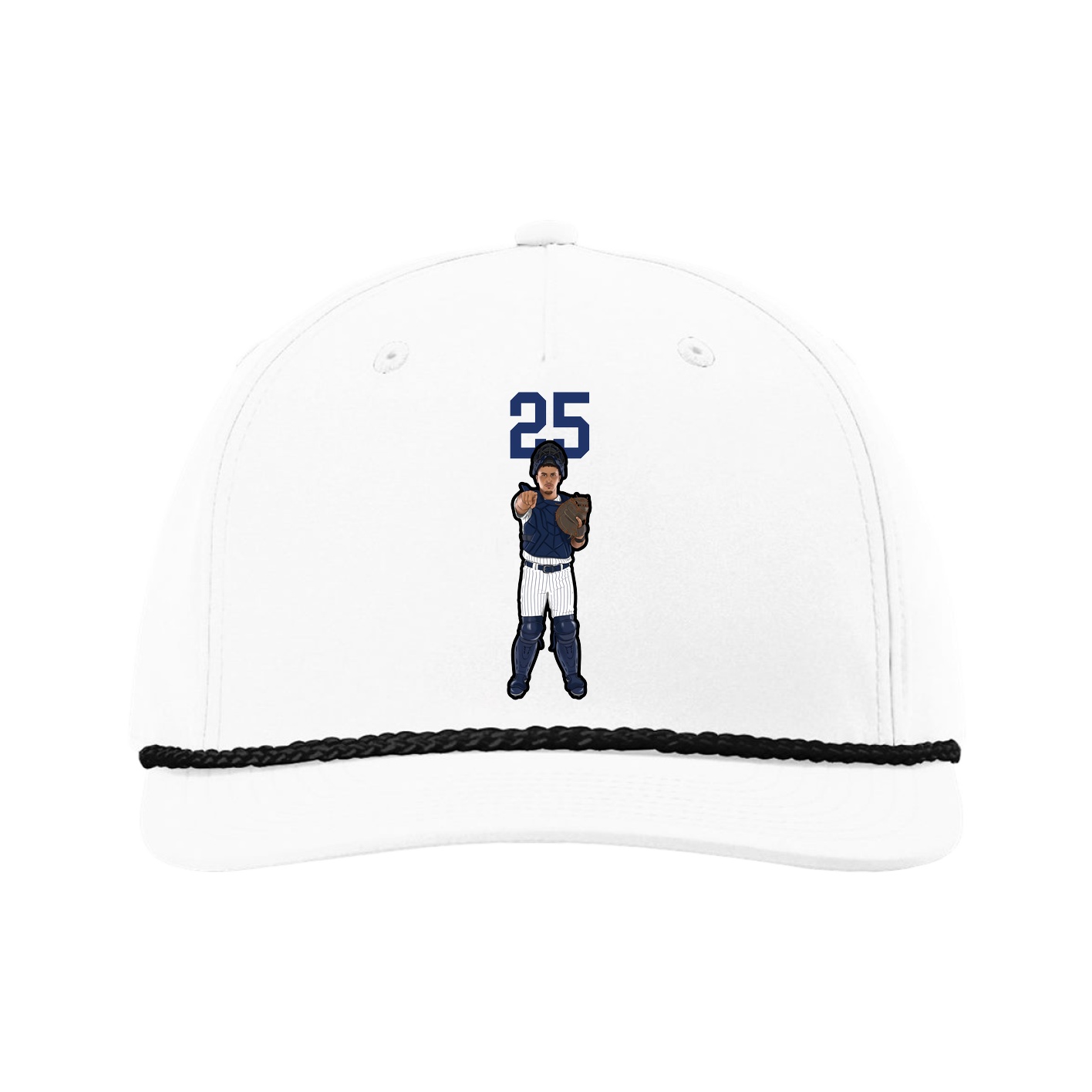Five-Panel Classic Rope Cap — Number Top in White