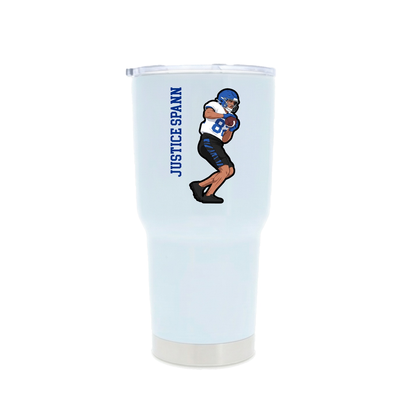 30oz Stainless Steel Tumbler — Name Vertical in White