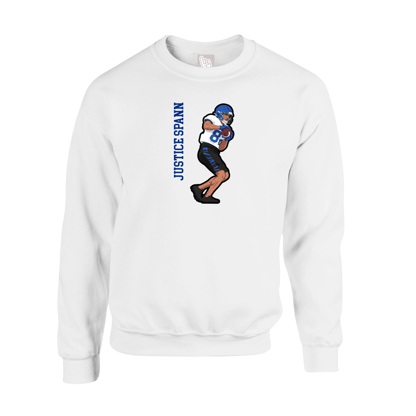Fleece Crew — Name Vertical in White
