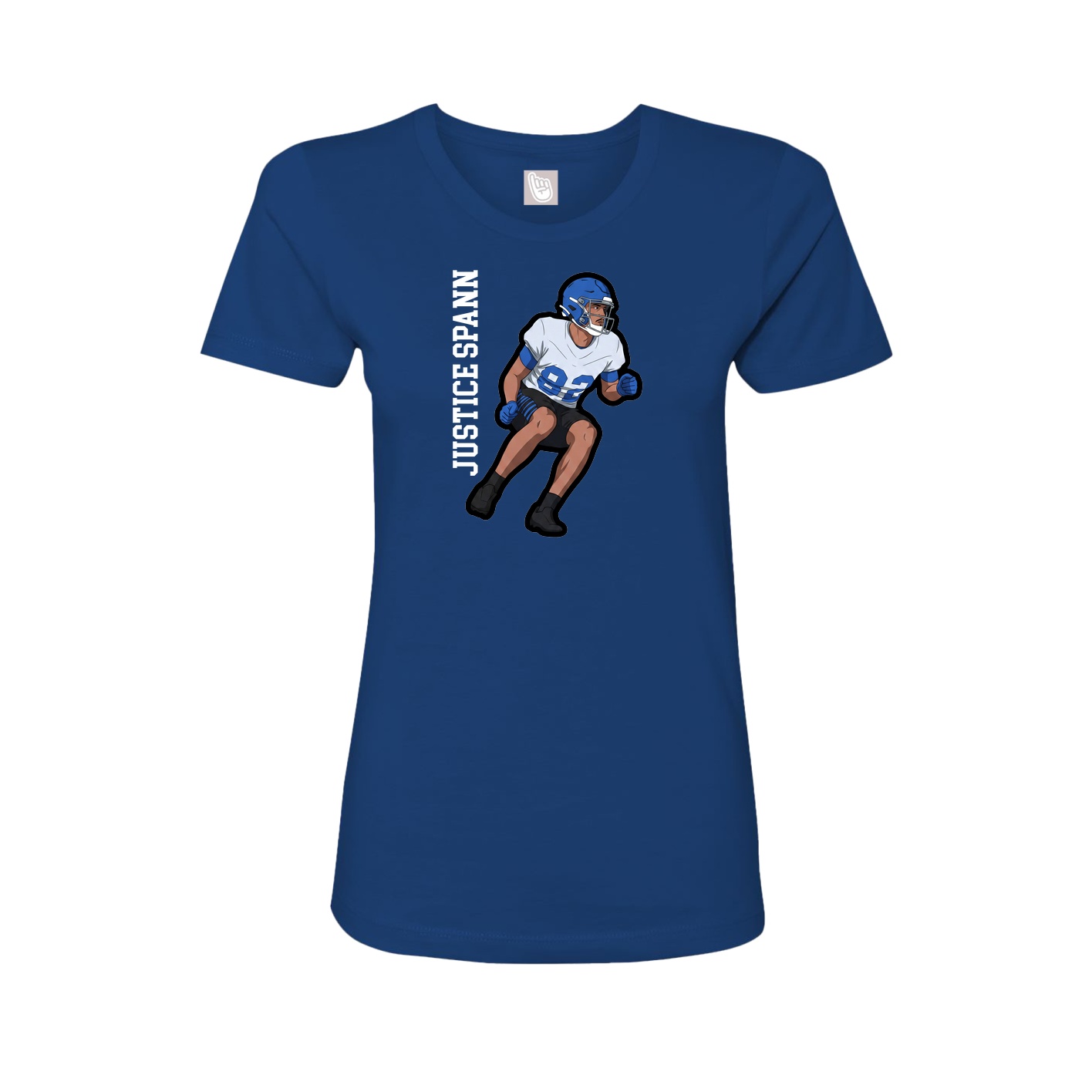 Fitted Women's Tee — Name Vertical in Royal