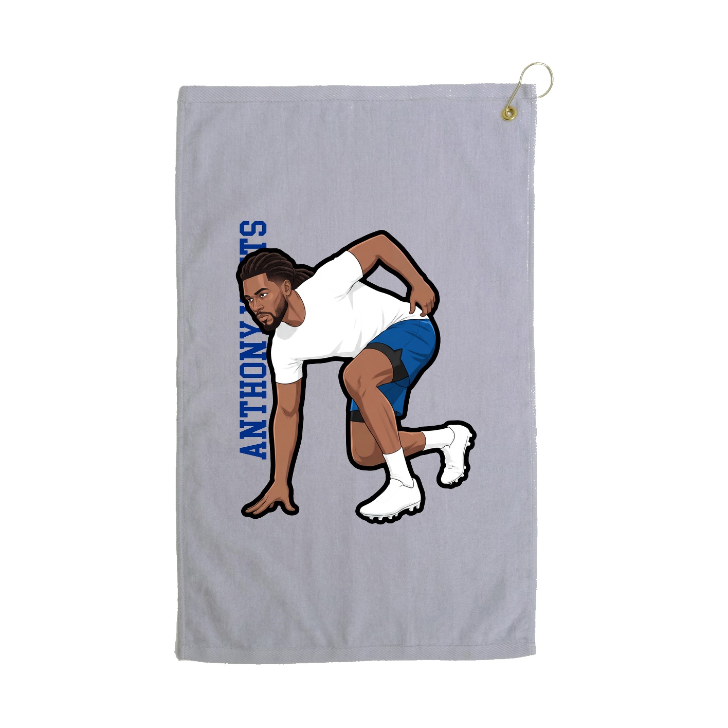 Golf Towel — Name Vertical in Grey