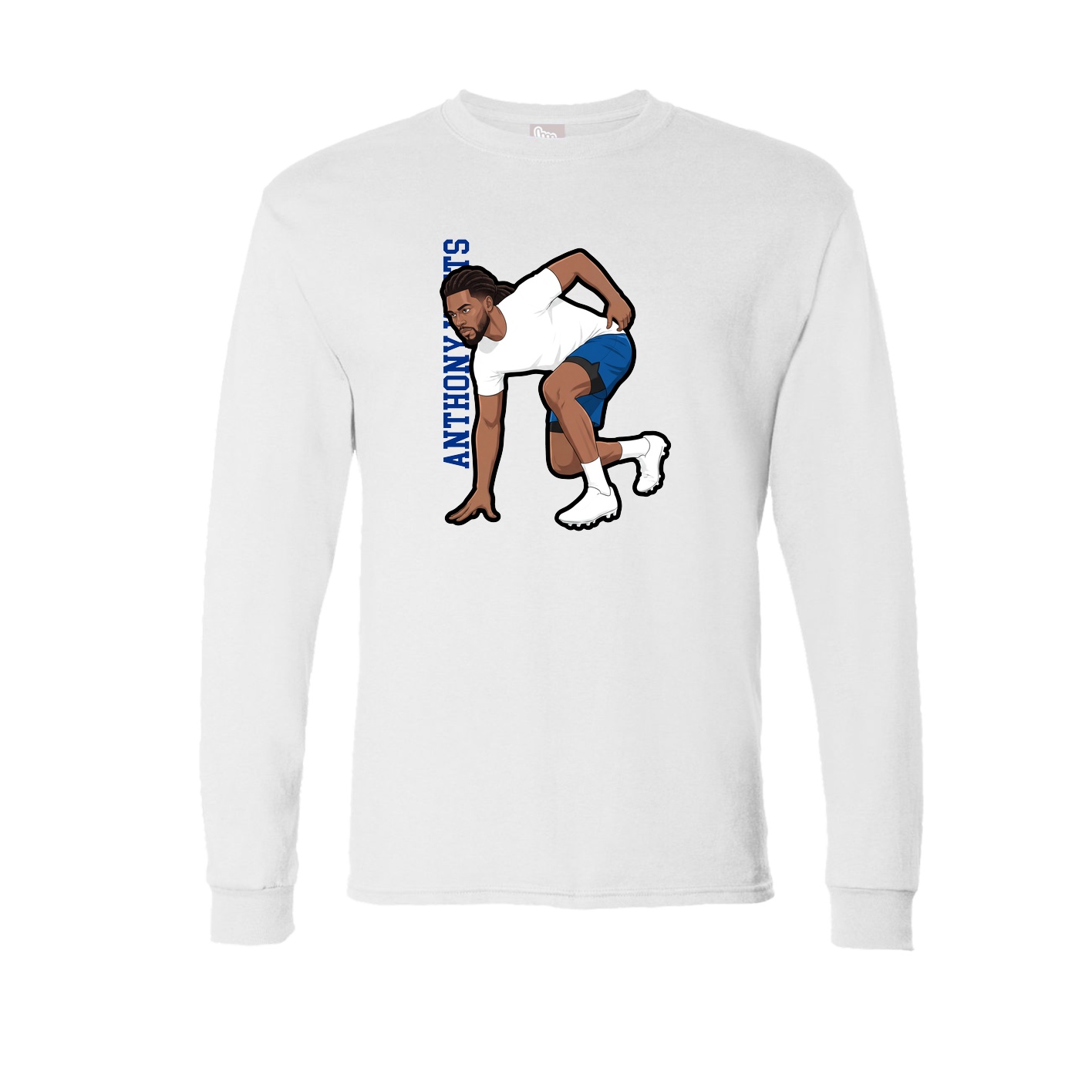 Long Sleeve Tee — Name Vertical in White