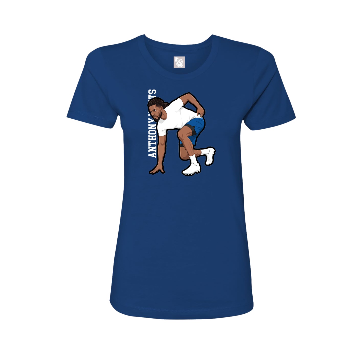 Fitted Women's Tee — Name Vertical in Royal