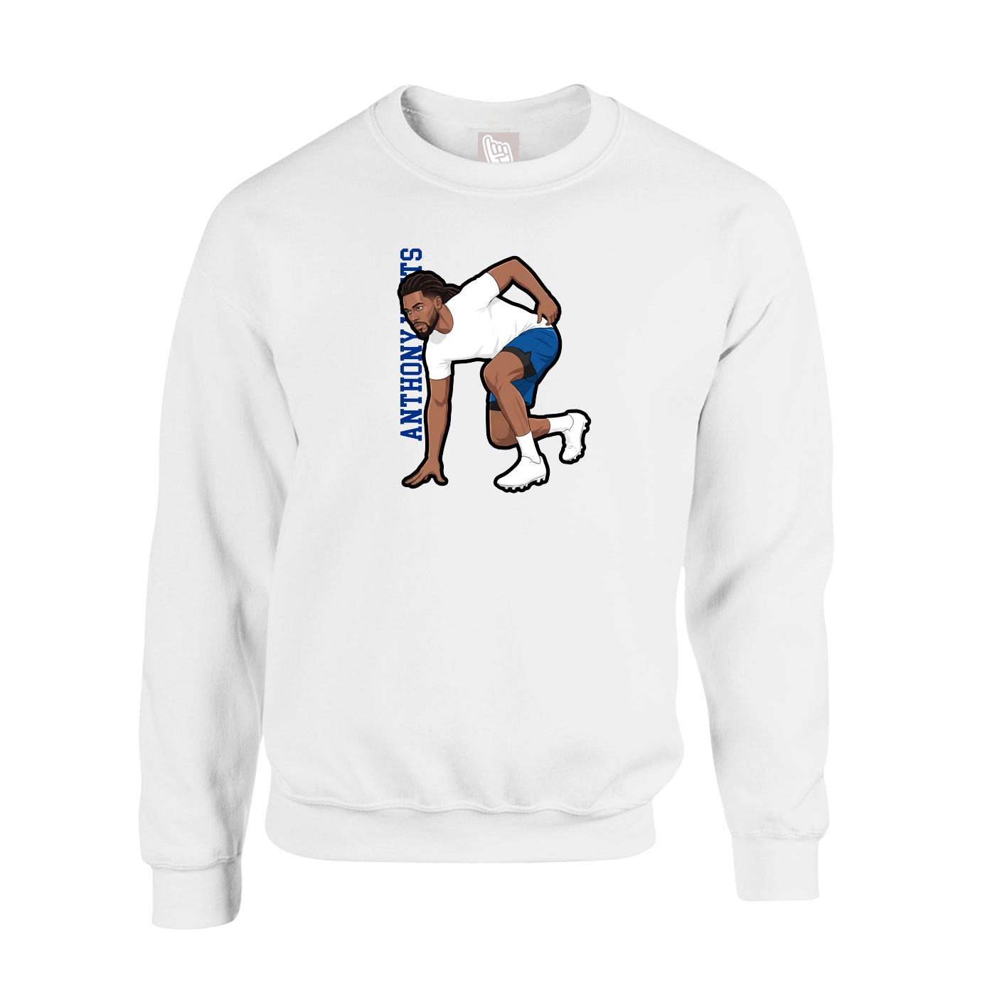 Fleece Crew — Name Vertical in White