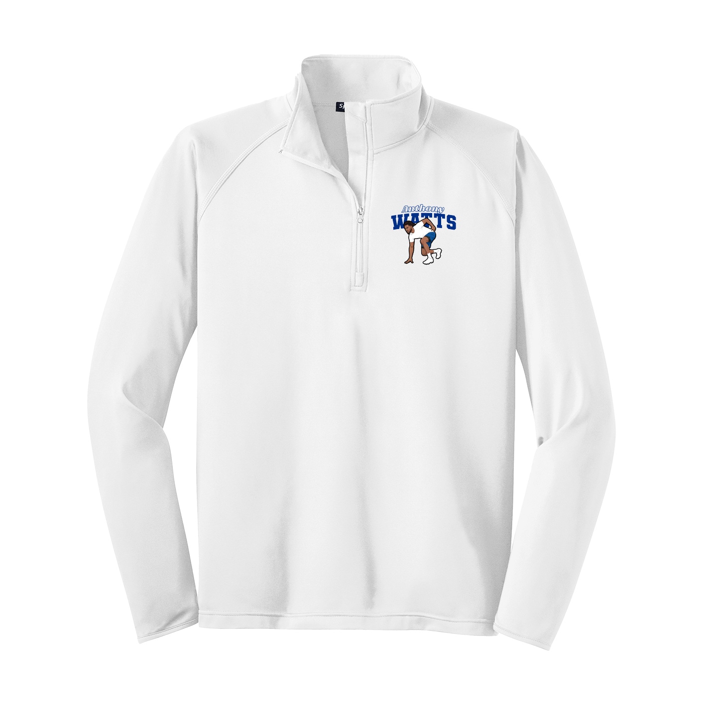 Q-Zip Pullover — Name Arch in White