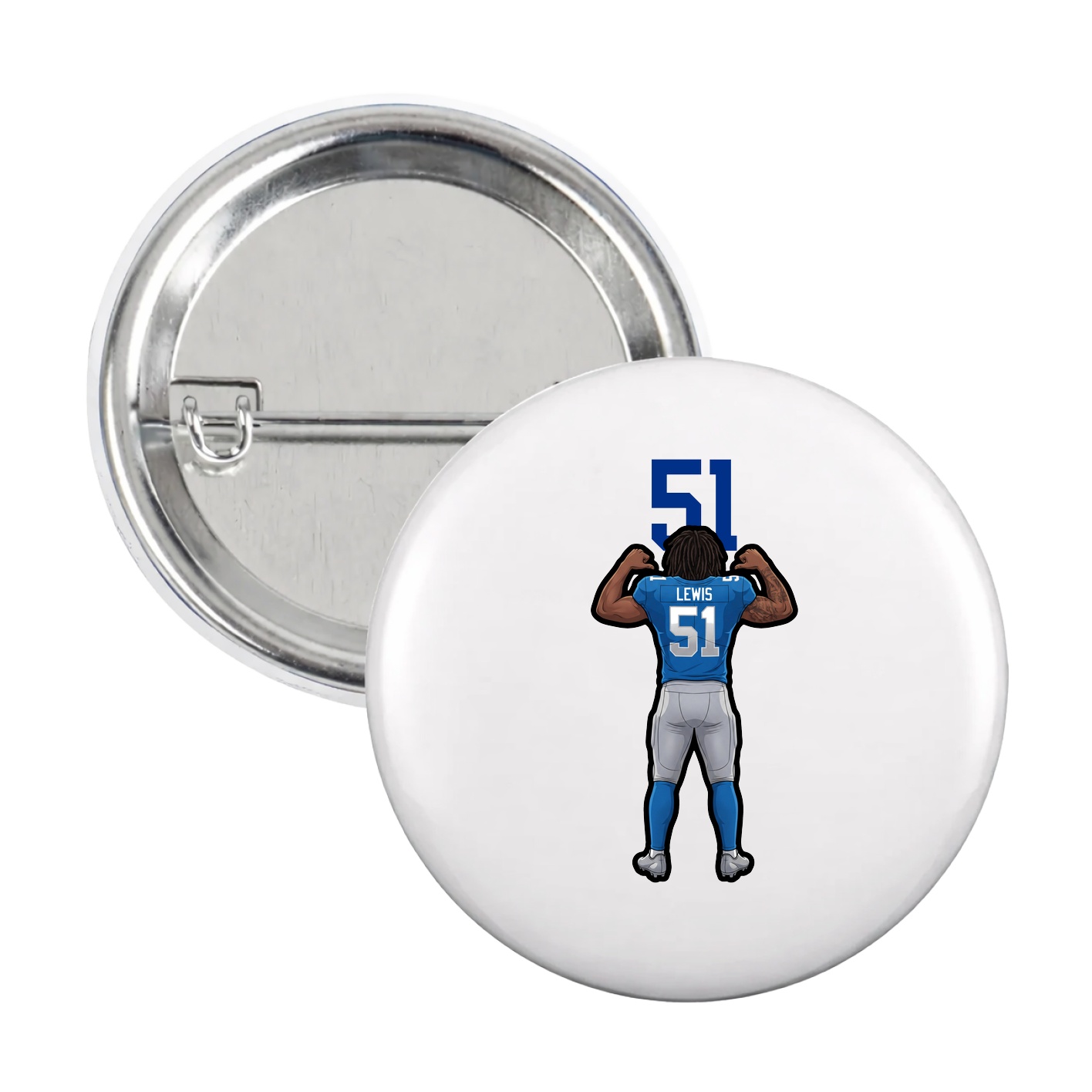 Game Day Button — Number Top in White