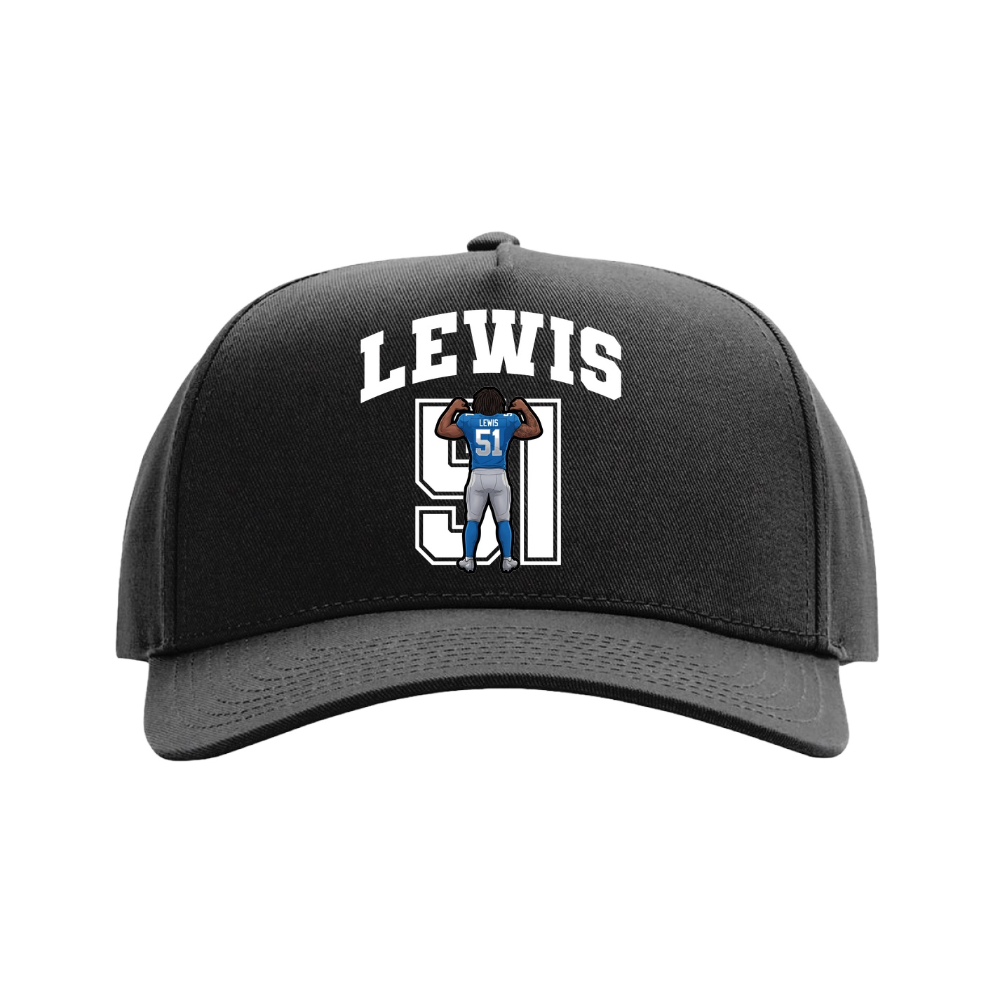 Full Fabric Five-Panel Champ Cap — Number in Black