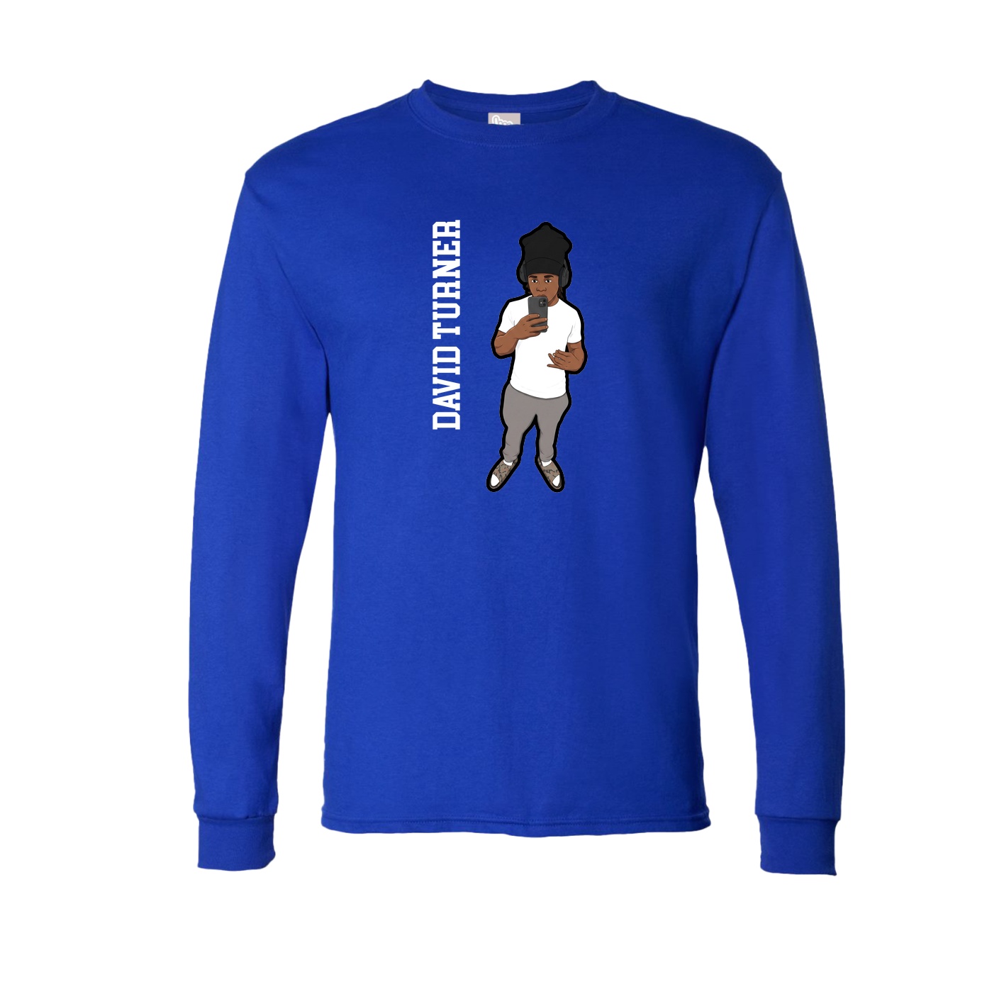 Long Sleeve Tee — Name Vertical in Royal