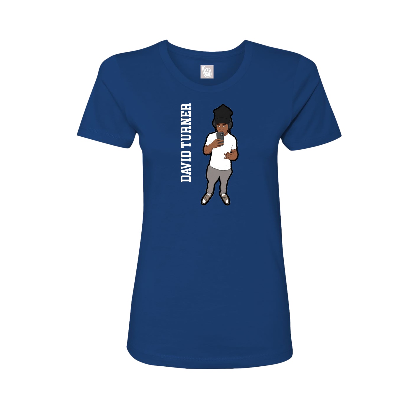 Fitted Women's Tee — Name Vertical in Royal