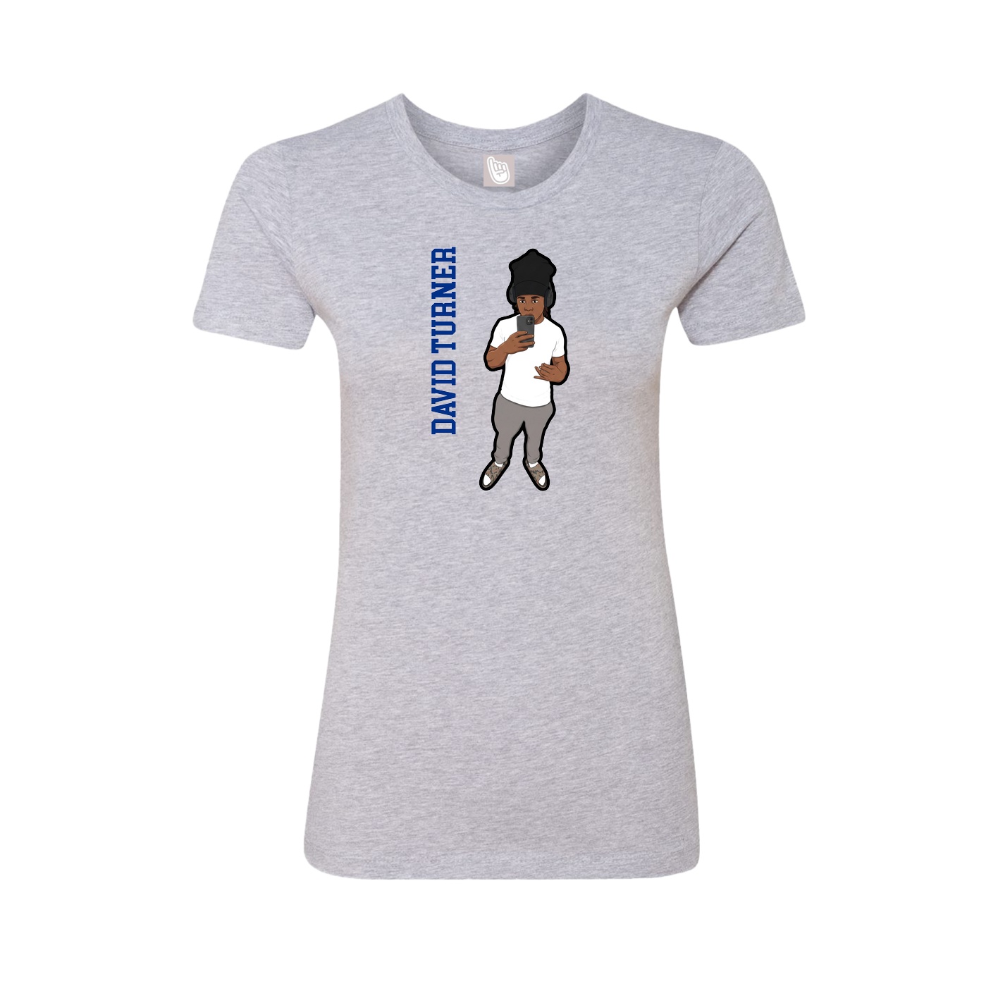 Womens Tee — Name Vertical in Grey