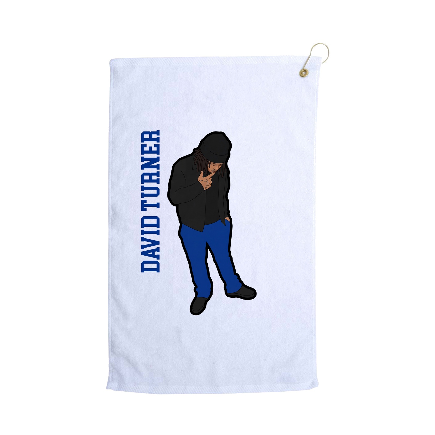 Golf Towel — Name Vertical in White