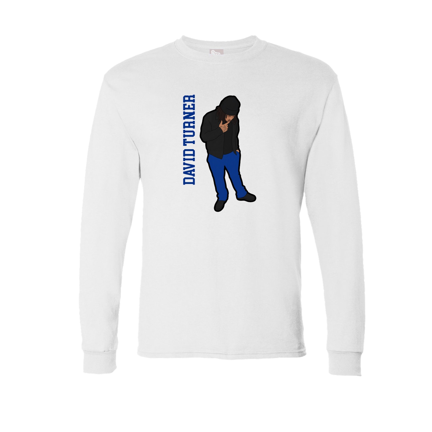 Long Sleeve Tee — Name Vertical in White