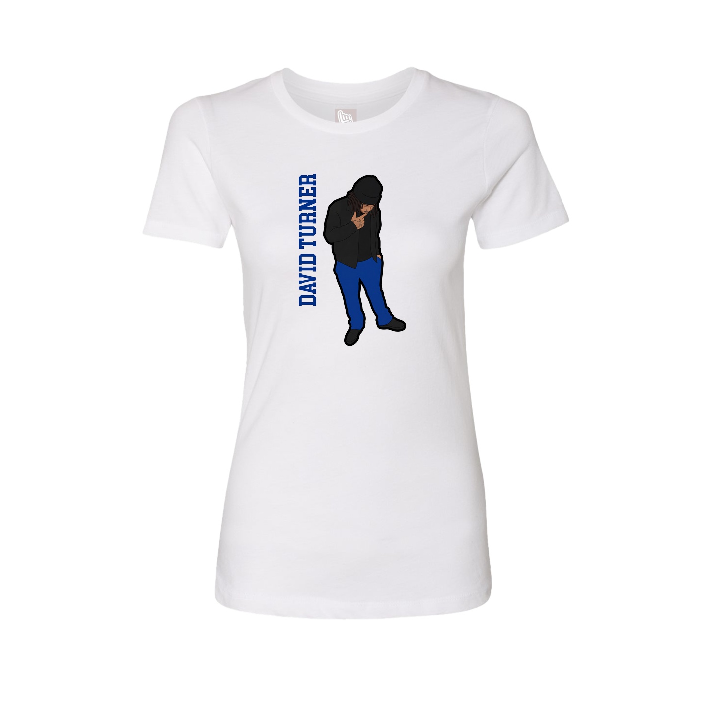 Fitted Women's Tee — Name Vertical in White
