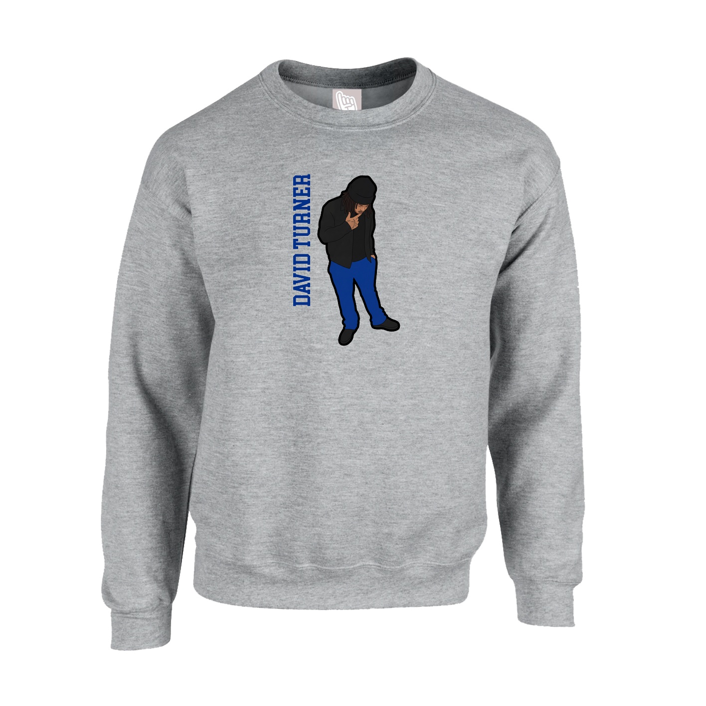 Fleece Crew — Name Vertical in Grey