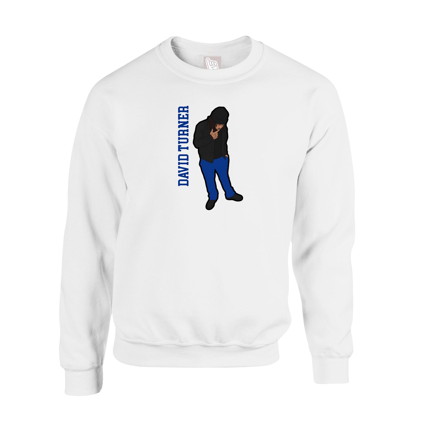 Fleece Crew — Name Vertical in White
