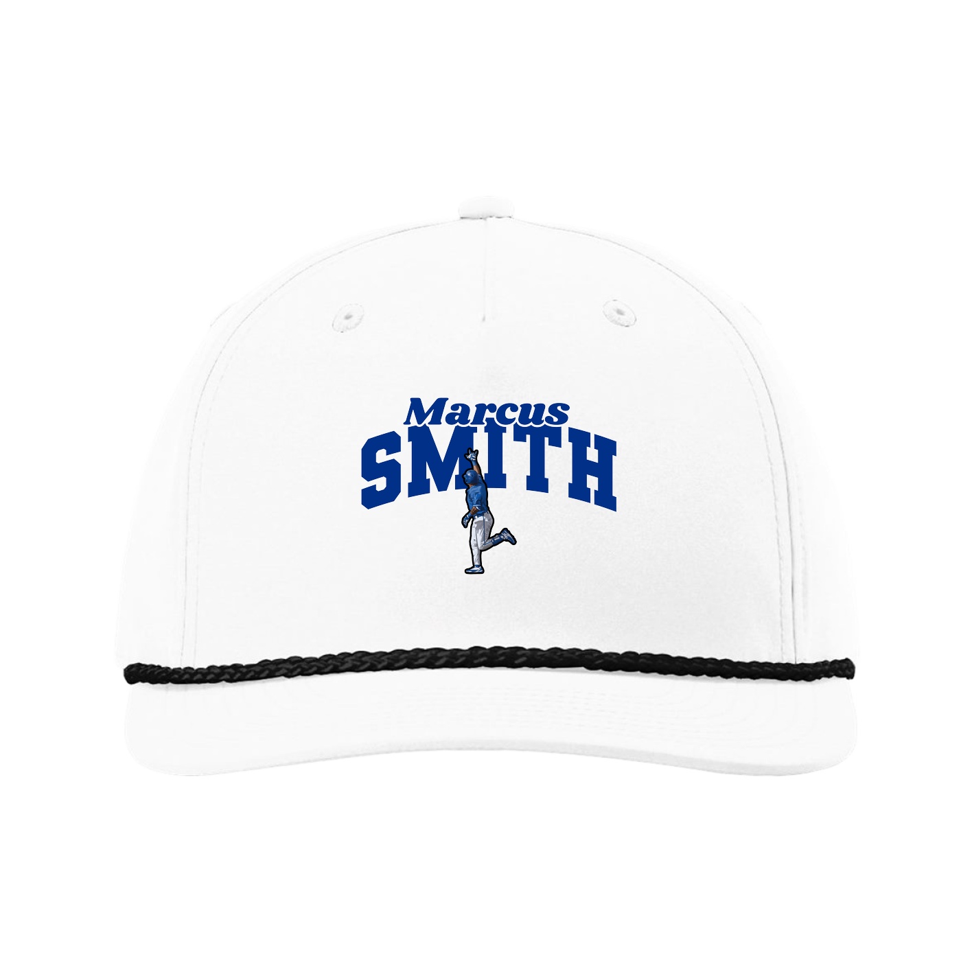 Five-Panel Classic Rope Cap — Signature Arch in White