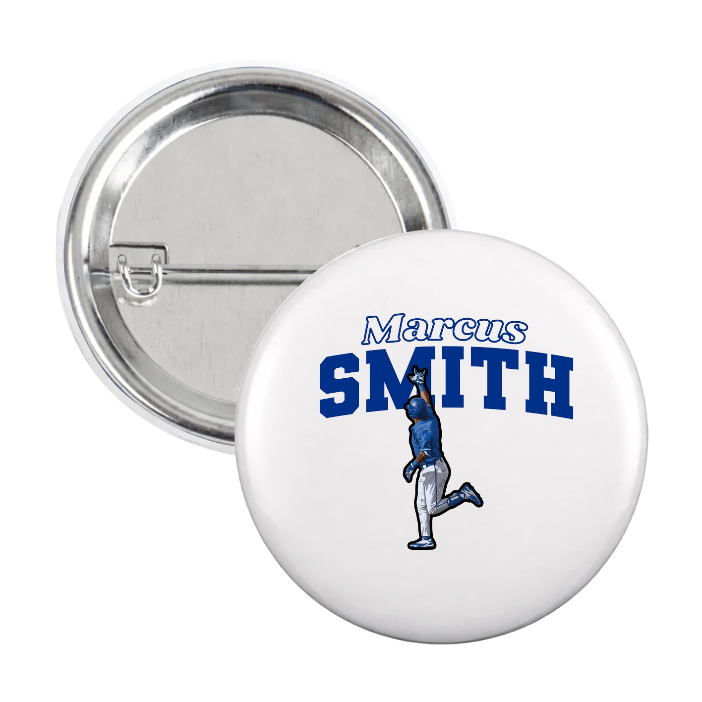 Game Day Button — Name Arch in White