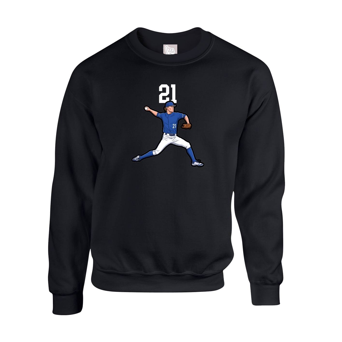 Fleece Crew — Number Top in Black