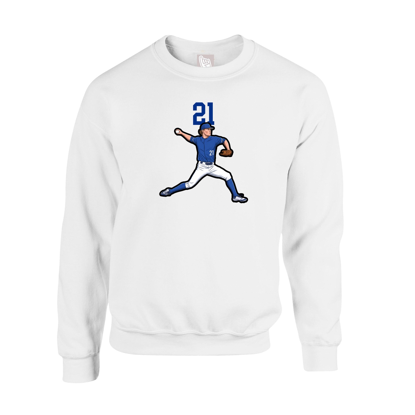 Fleece Crew — Number Top in White