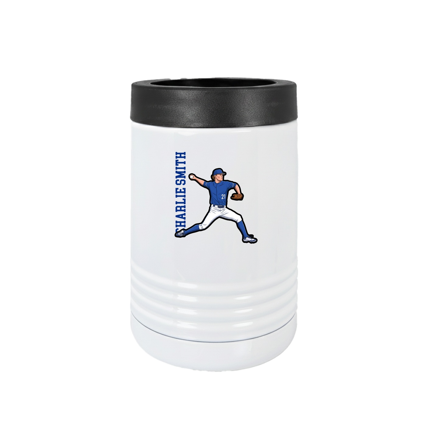 Beverage Holder — Name Vertical in White