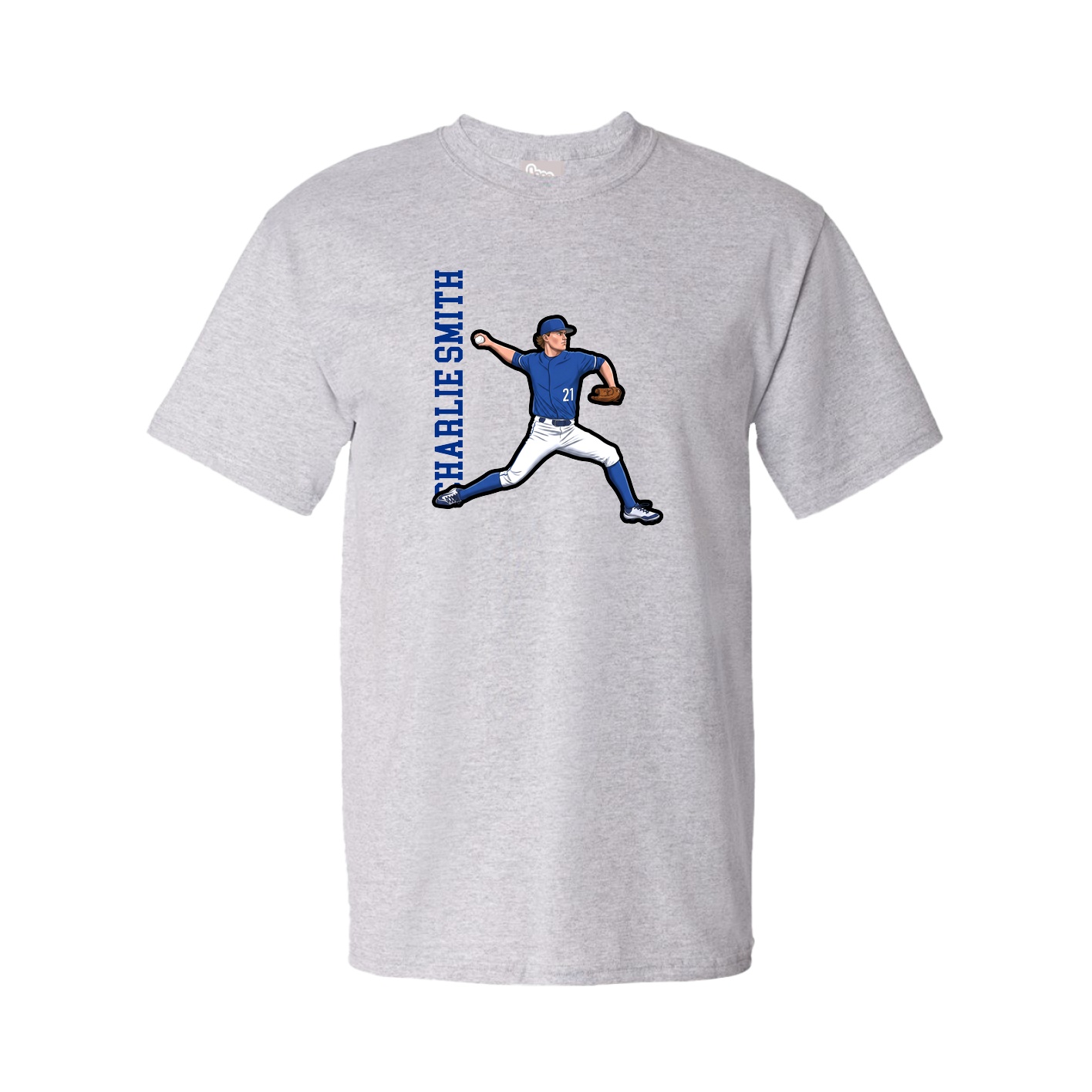 Youth Tee — Name Vertical in Grey