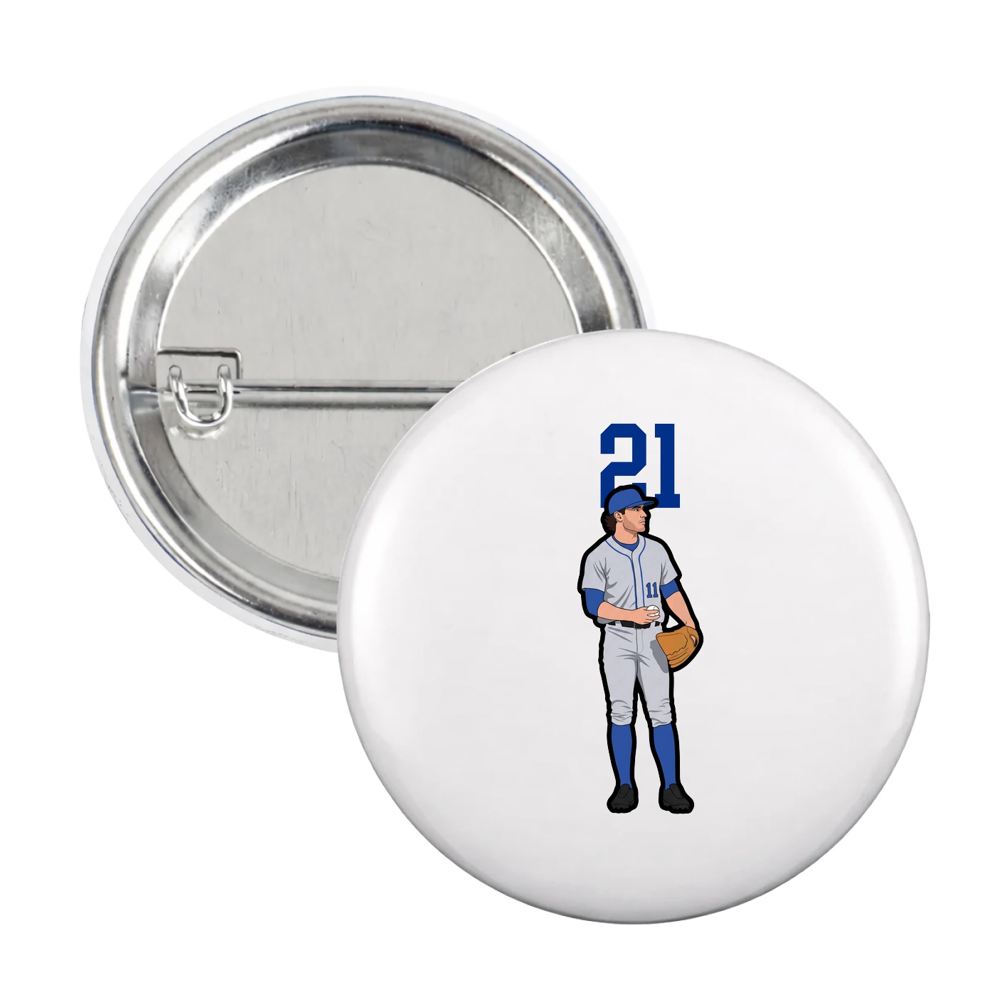 Game Day Button — Number Top in White