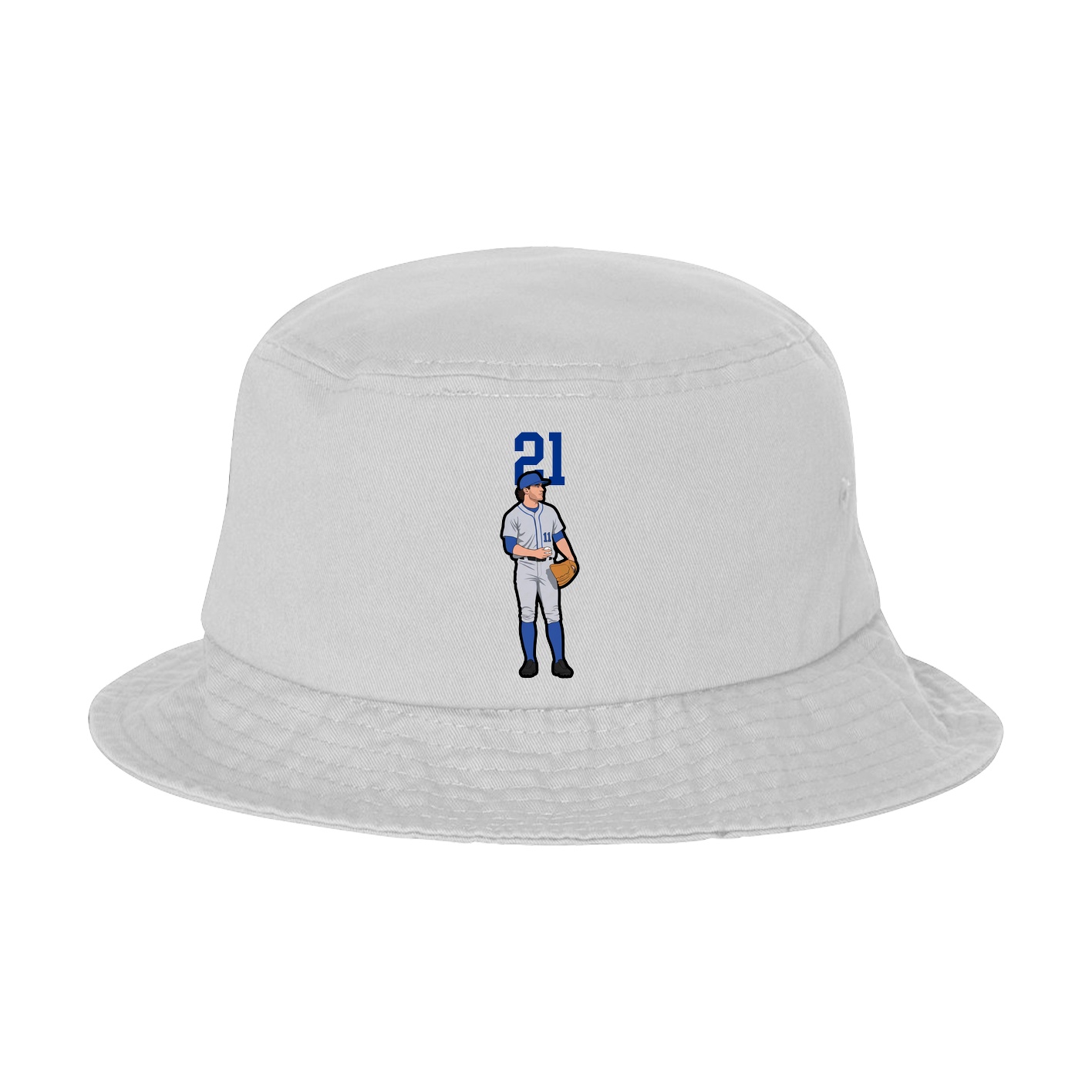 Bucket Cap — Number Top in White