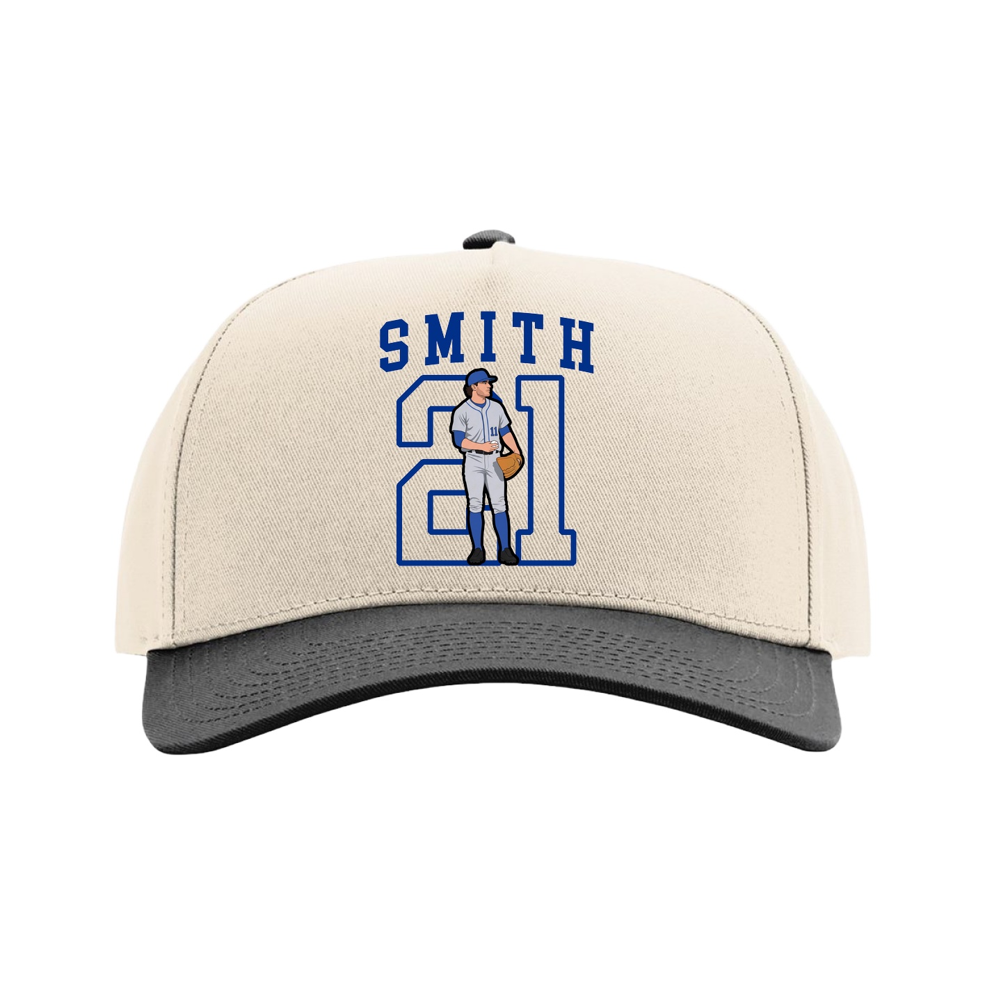 Full Fabric Five-Panel Champ Cap — Shirsey in Cream/Black