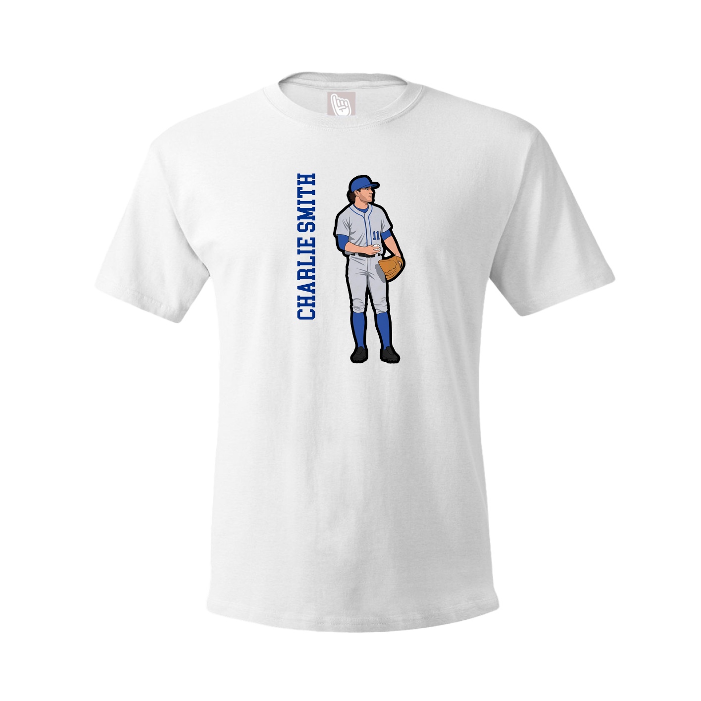 Youth Tee — Name Vertical in White