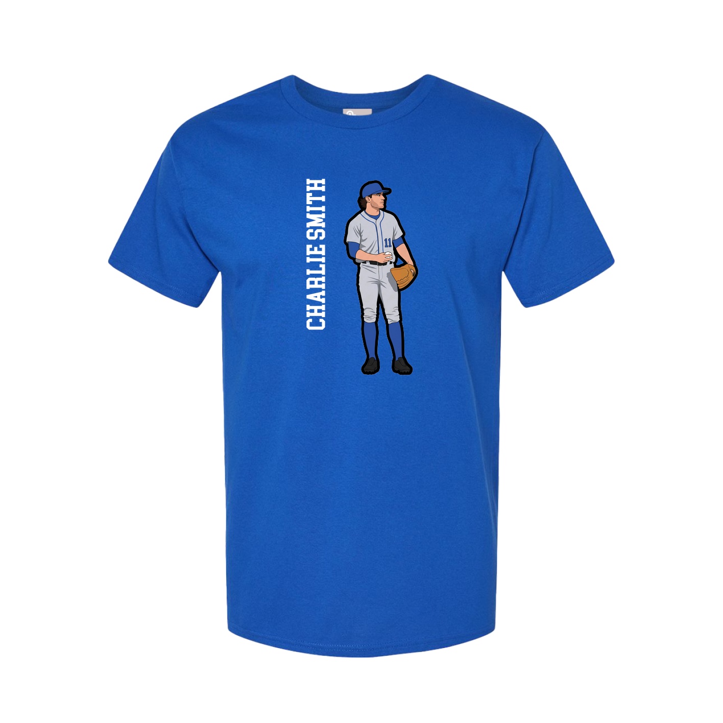 Youth Tee — Name Vertical in Royal