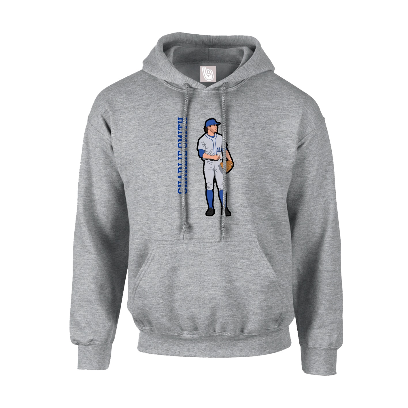 Youth Hoodie — Name Vertical in Grey