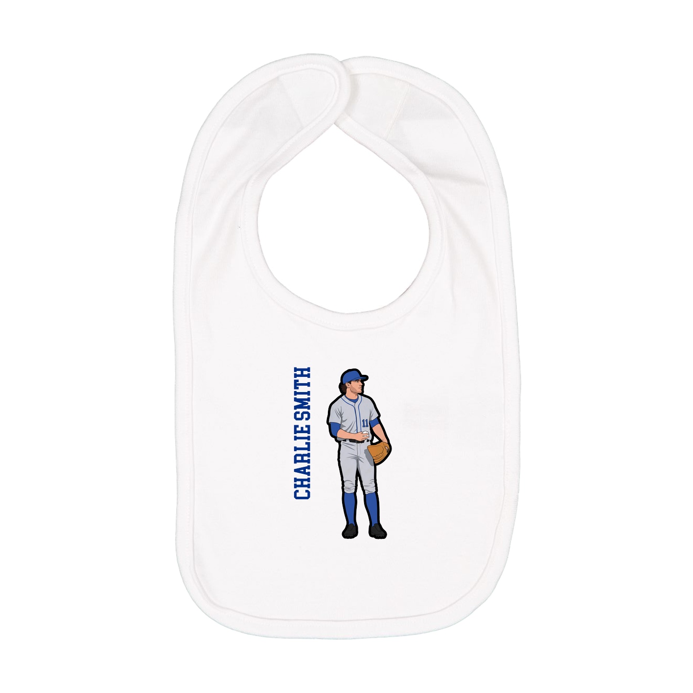 Infant Bib — Name Vertical in White