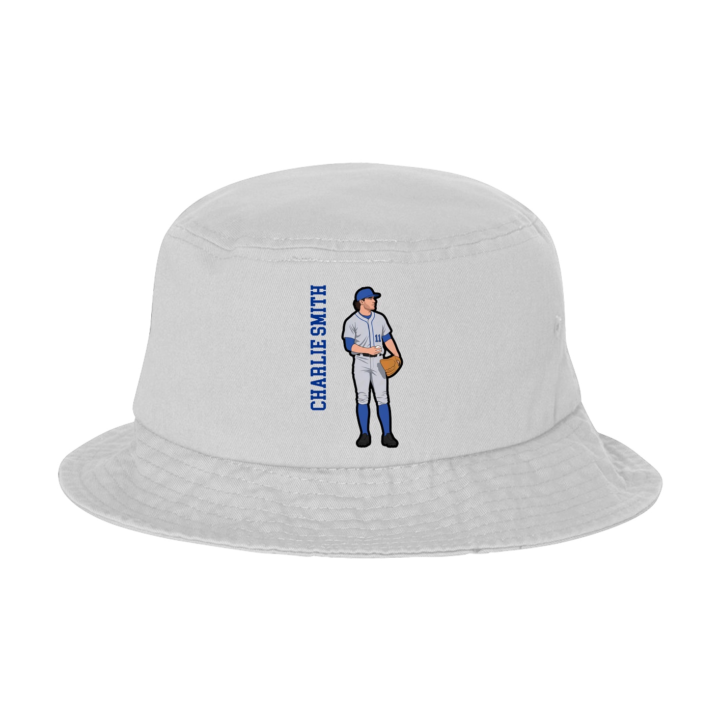 Bucket Cap — Name Vertical in White