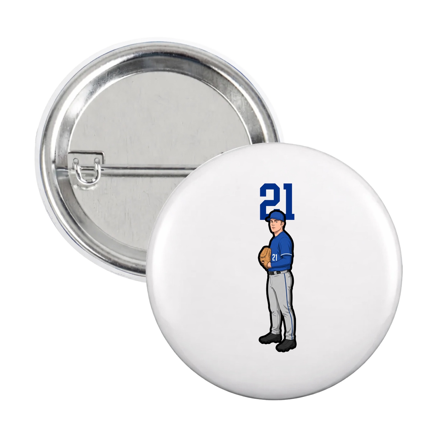 Game Day Button — Number Top in White