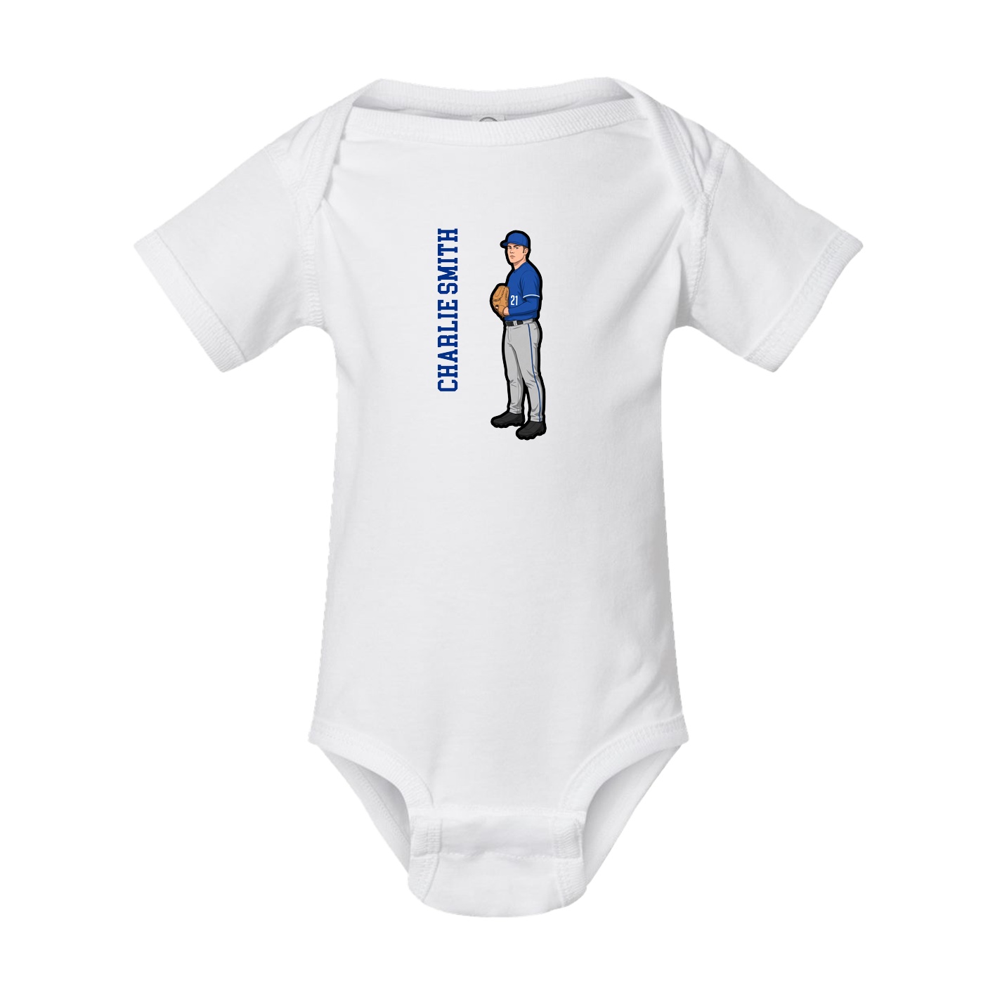 Baby Onesie — Name Vertical in White