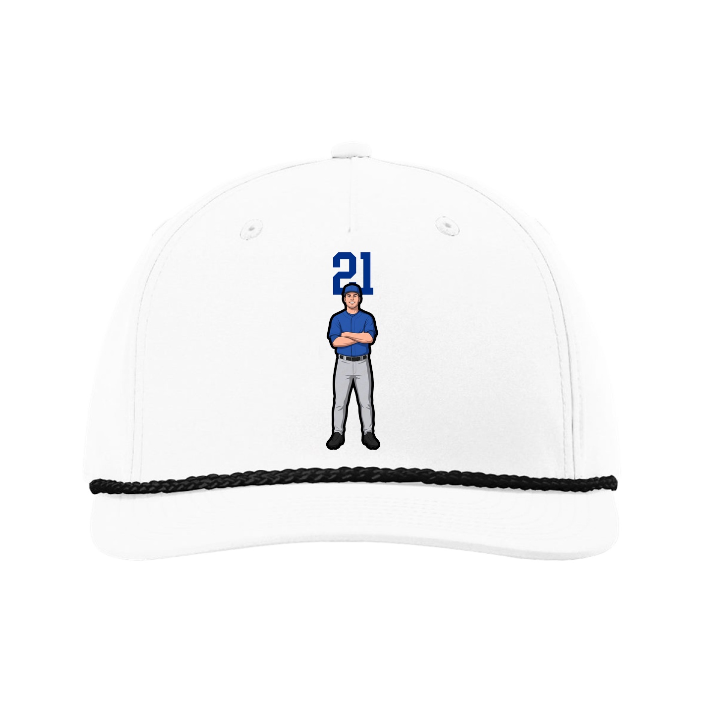 Five-Panel Classic Rope Cap — Number Top in White