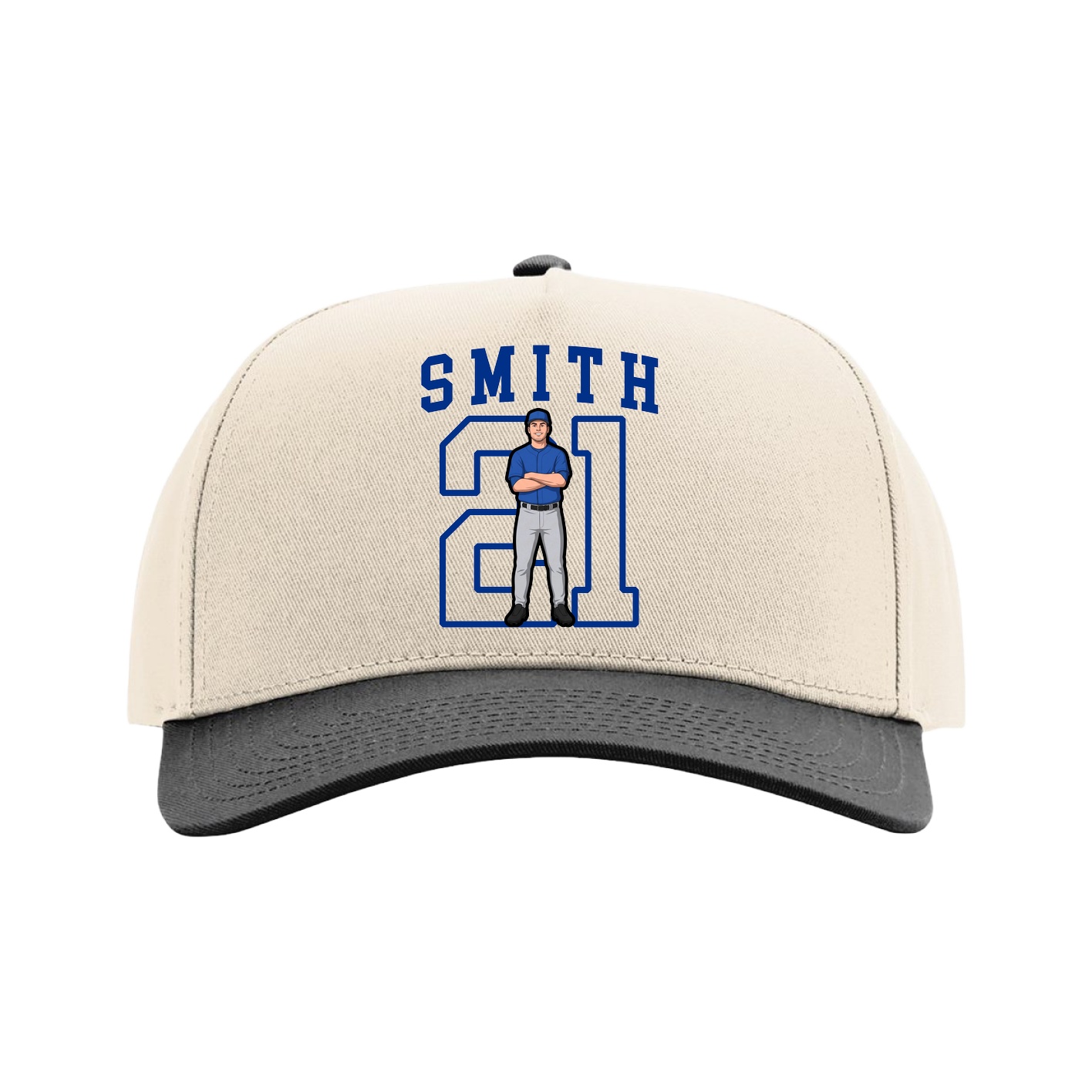 Full Fabric Five-Panel Champ Cap — Shirsey in Cream/Black