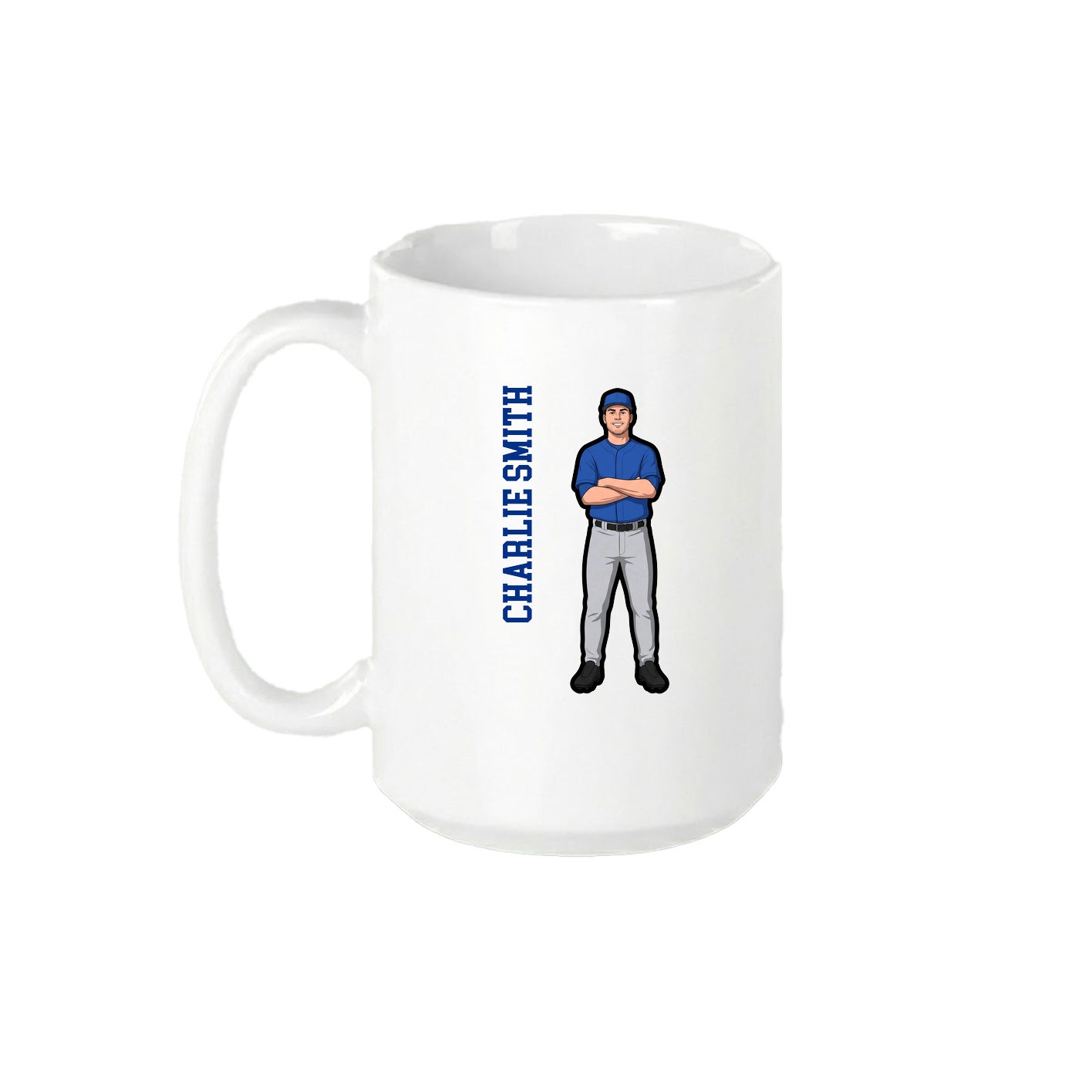 15oz Coffee Mug — Name Vertical in White